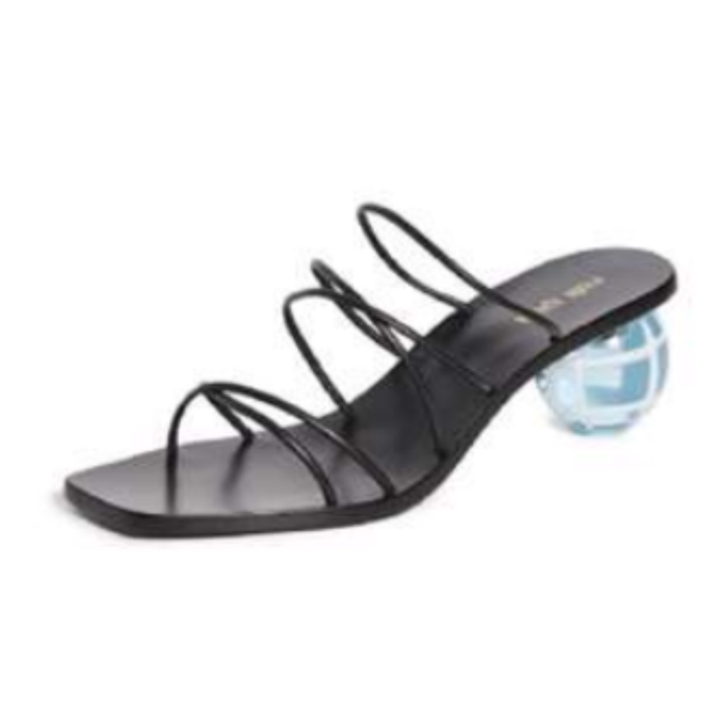 New Cult Gaia Black Strappy Sculptural Heel Sz 8.5